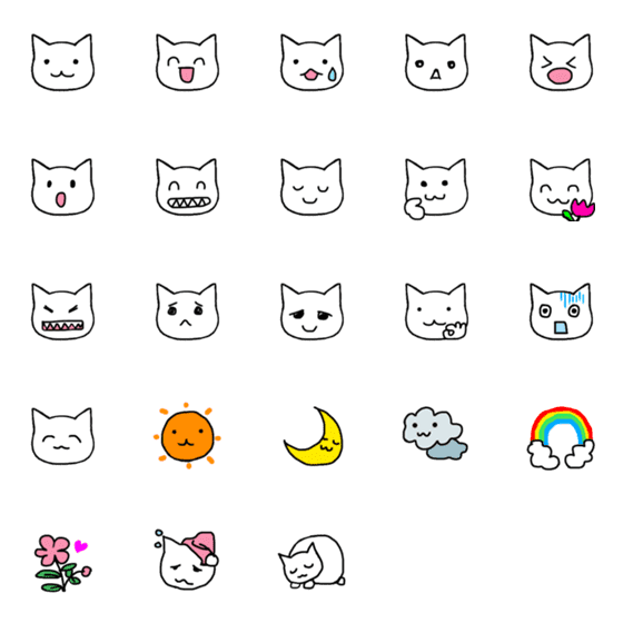 [LINE絵文字]使いやすい しろねこゆりね2の画像一覧