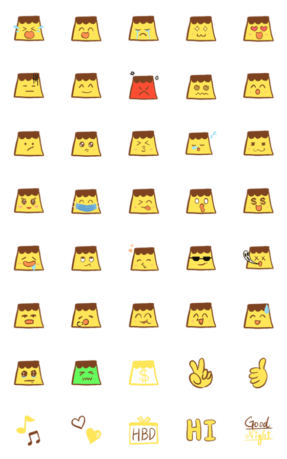 [LINE絵文字]Little Pudding Emojiの画像一覧