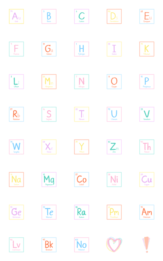 [LINE絵文字]Periodic table cutecute！の画像一覧