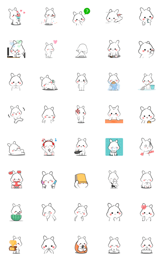 [LINE絵文字]Lovely bunny : Animated emojiの画像一覧