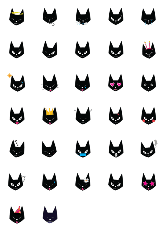 [LINE絵文字]DarkCat Emojiの画像一覧