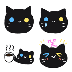 [LINE絵文字] オッドアイくろねこちゃんのかわいい絵文字の画像