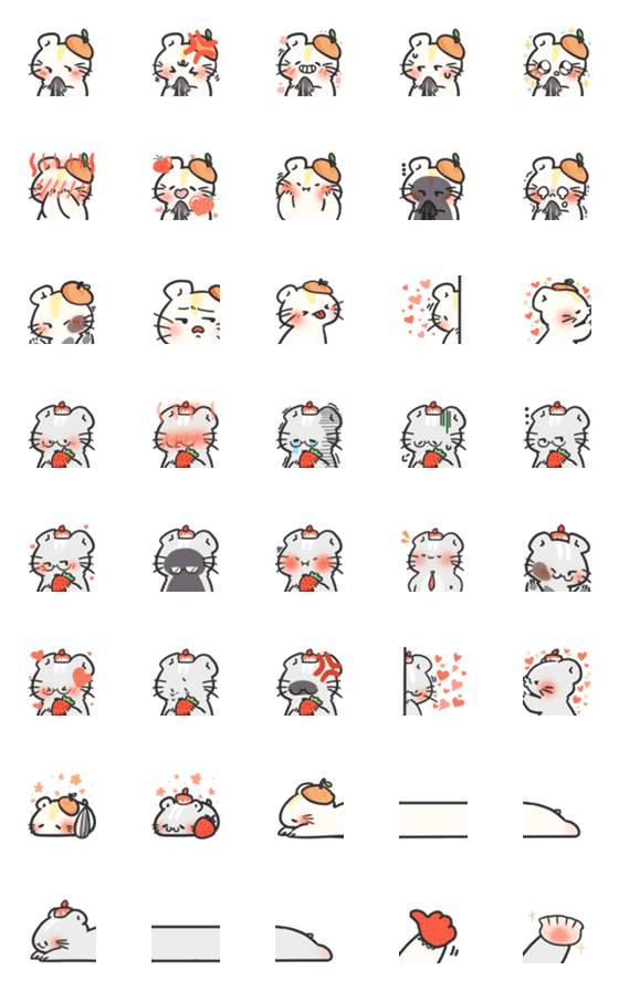 [LINE絵文字]Strawberry Hamster Coupleの画像一覧