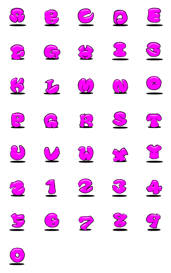 [LINE絵文字]浮遊する英数字の画像一覧