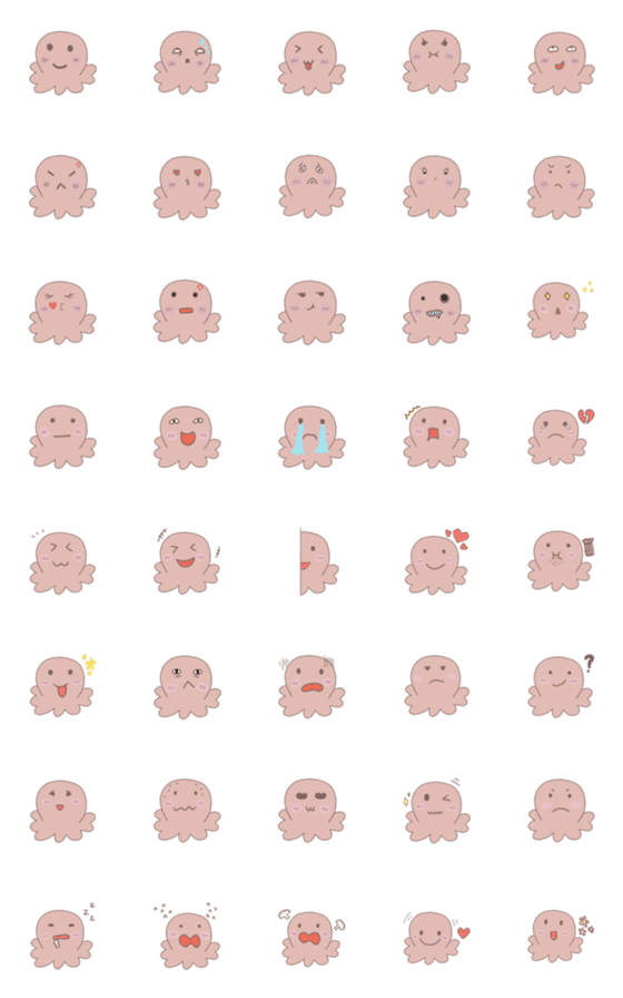 [LINE絵文字]pink squid emojiの画像一覧