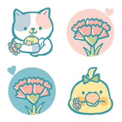 [LINE絵文字] Mother's Day (Cat and Bird)の画像