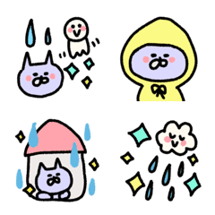 [LINE絵文字] ゆめねこ 8 梅雨に使える絵文字の画像