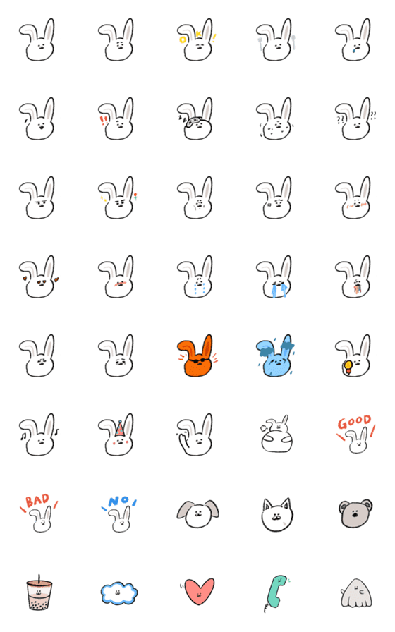 [LINE絵文字]YO Rabbit emojiの画像一覧