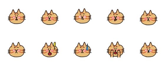 [LINE絵文字]blush cat_tabbyの画像一覧