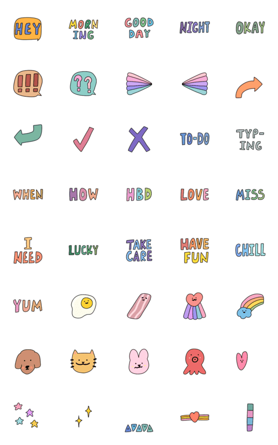 [LINE絵文字]Happy Everyday Animated Emojisの画像一覧