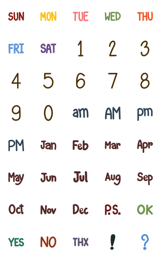 [LINE絵文字]Date Month Numberの画像一覧