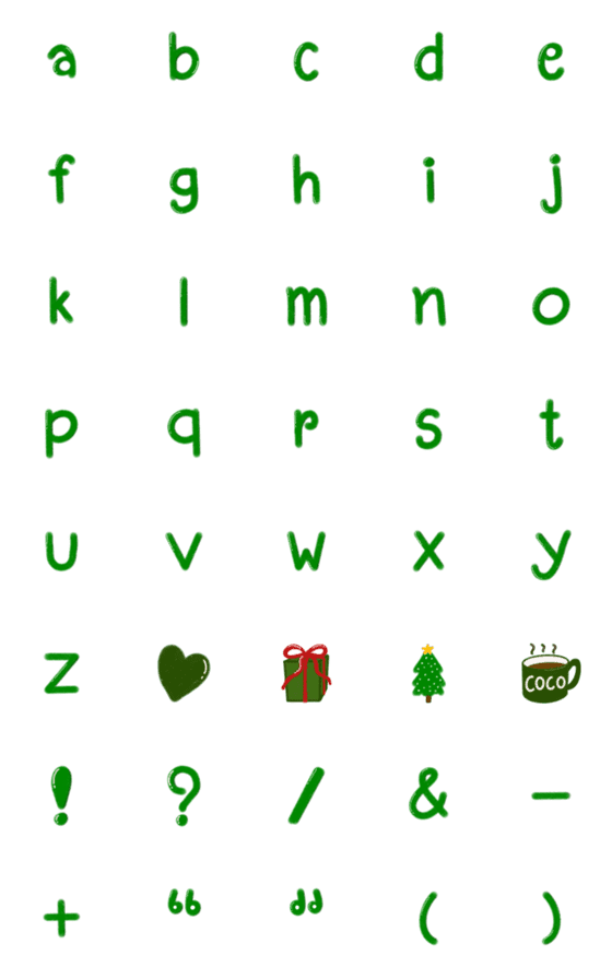 [LINE絵文字]Green English Alphabets a-zの画像一覧