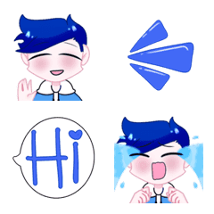 [LINE絵文字] Kawaii blue boy emojiの画像