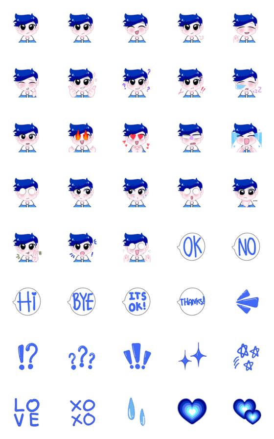 [LINE絵文字]Kawaii blue boy emojiの画像一覧