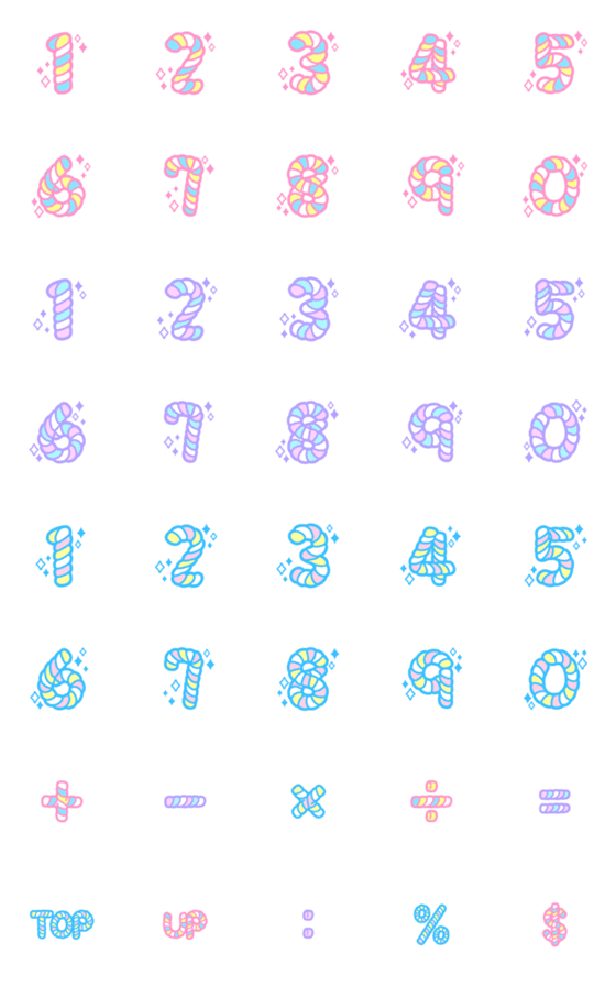 [LINE絵文字]Marshmallow number emojiの画像一覧