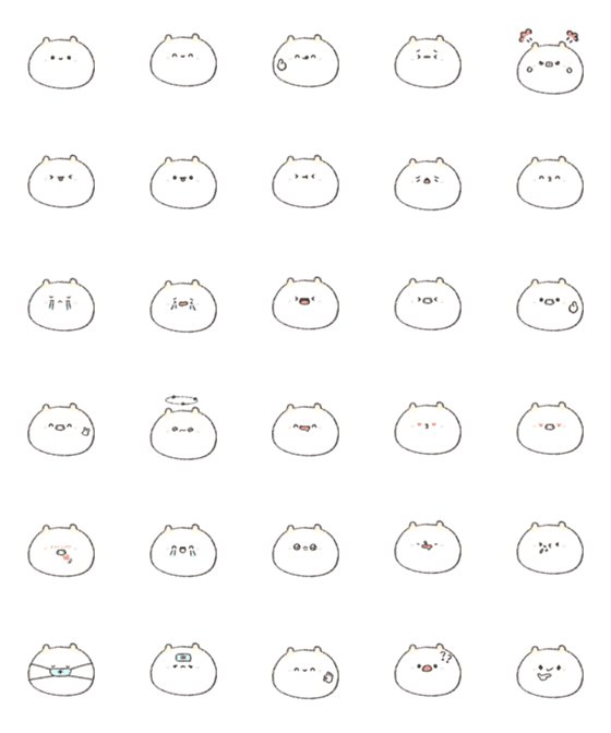 [LINE絵文字]Cute Mochi Bear Emojiの画像一覧