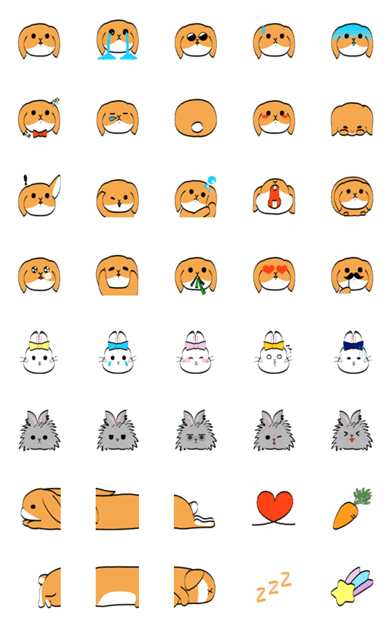 [LINE絵文字]もふもふうさぎの絵文字なのです。①の画像一覧