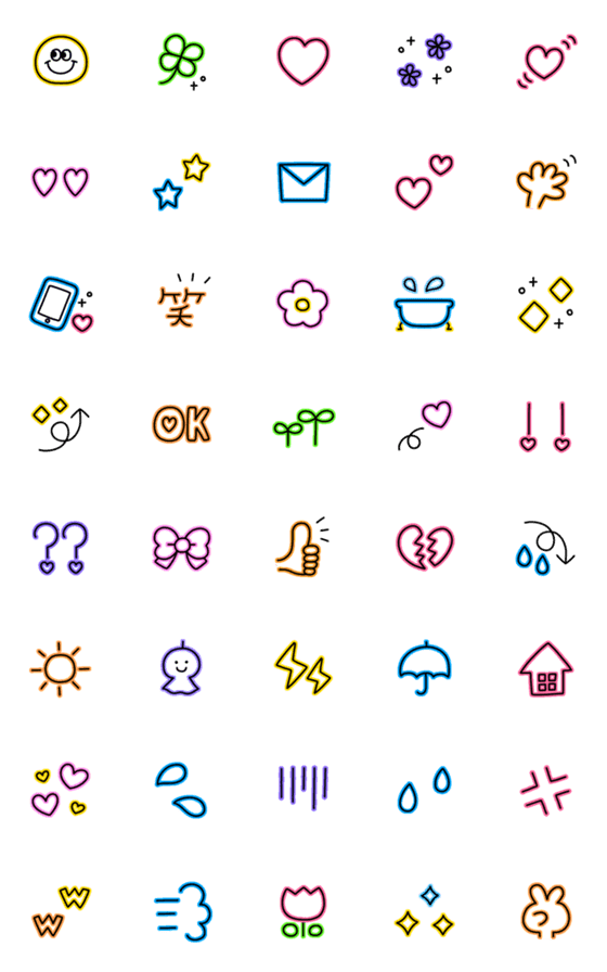 [LINE絵文字]使える♪カラフルネオン絵文字の画像一覧