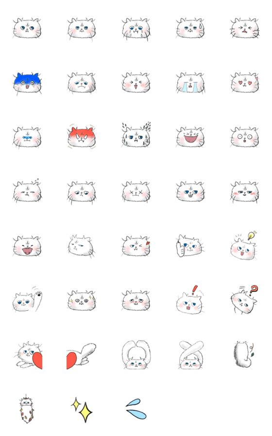 [LINE絵文字]ペルシャ猫(チンチラシルバー)の絵文字の画像一覧