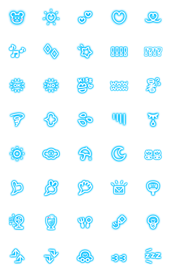 [LINE絵文字]爽やか★ブルーネオンの画像一覧