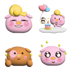 [LINE絵文字] pigx3 emoji sticker 3D versionの画像