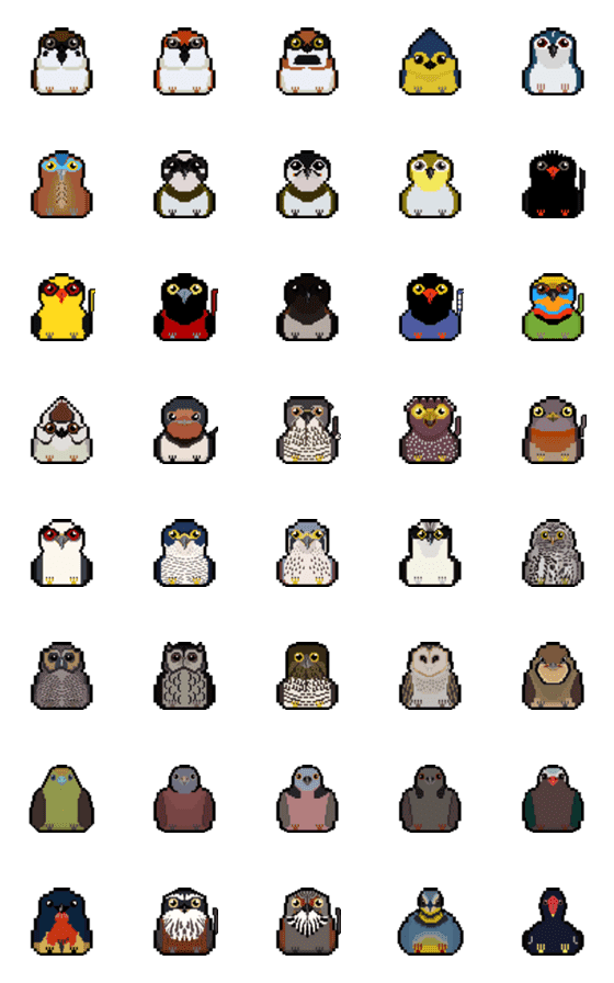 [LINE絵文字]Taiwan Pixel Birdsの画像一覧