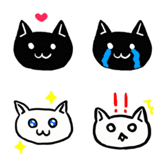 [LINE絵文字] 動く！黒猫と白猫の絵文字の画像