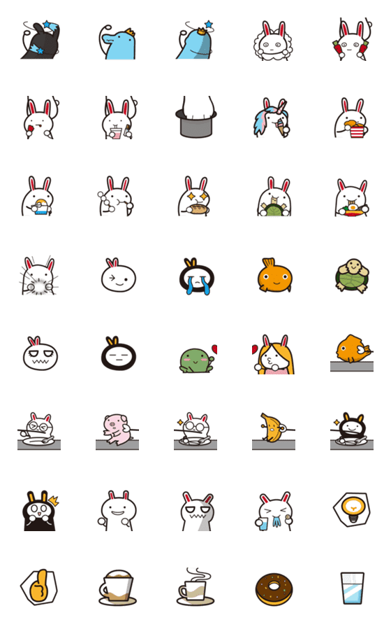 [LINE絵文字]DownRabits- Practical Edible Emoticons 2の画像一覧