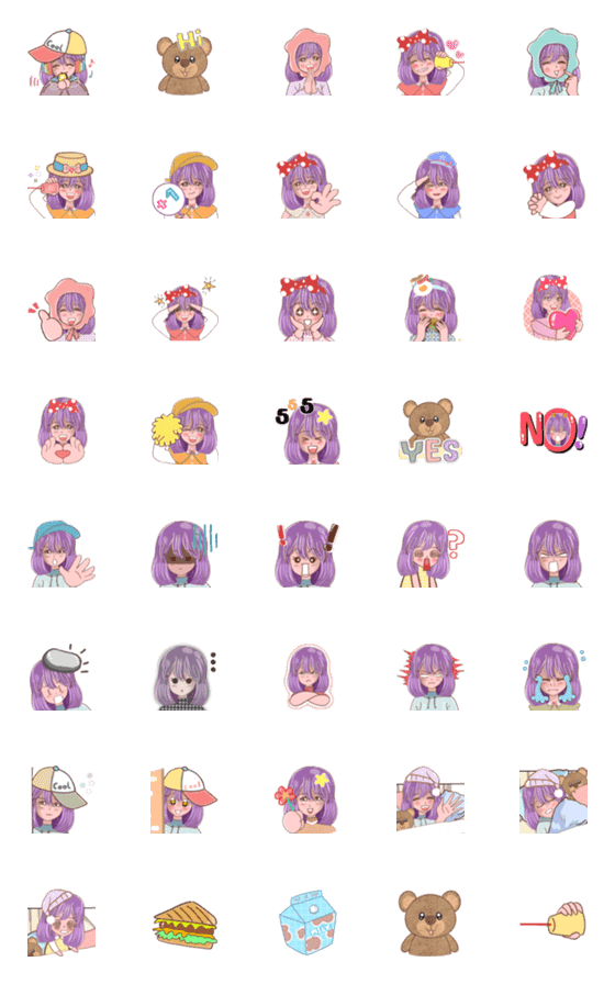 [LINE絵文字]Sayuri girl emojiの画像一覧