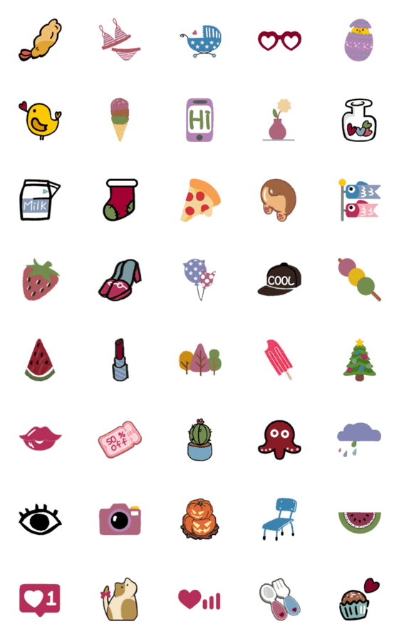 [LINE絵文字]cute stickers 5の画像一覧