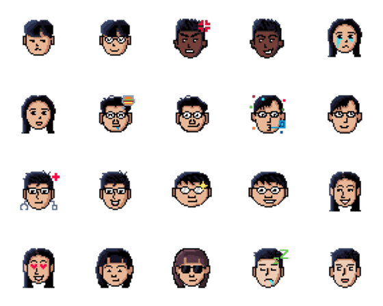 [LINE絵文字]Pixel Art Facial Expressionの画像一覧