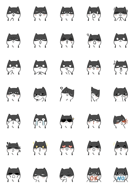 [LINE絵文字]NightCat Emojiの画像一覧