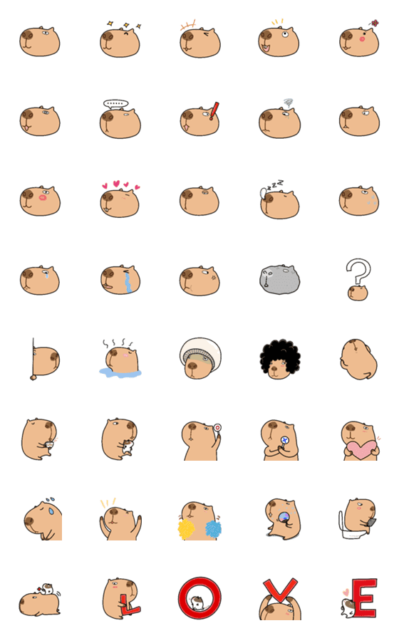 [LINE絵文字]Capybara Stan Emojiの画像一覧