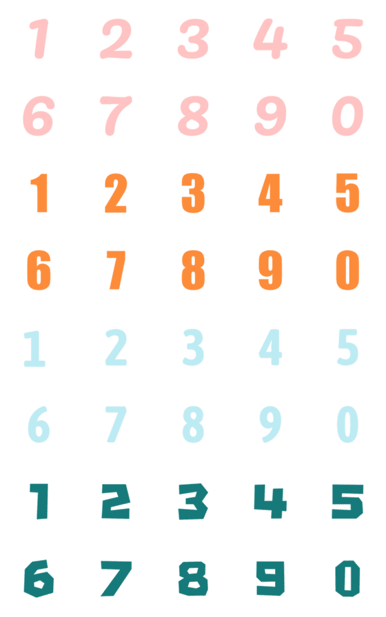 [LINE絵文字]Number* color palette2 - Emojiの画像一覧