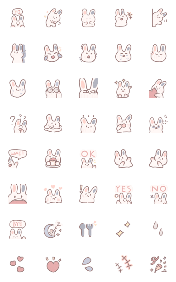 [LINE絵文字]Pink and Blue Ears Rabbitの画像一覧