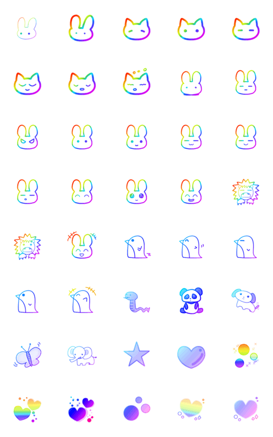 [LINE絵文字]グラデーションの動物たちの画像一覧