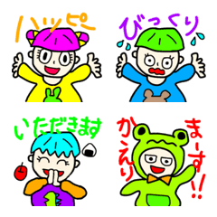 [LINE絵文字] カラフル子供の画像