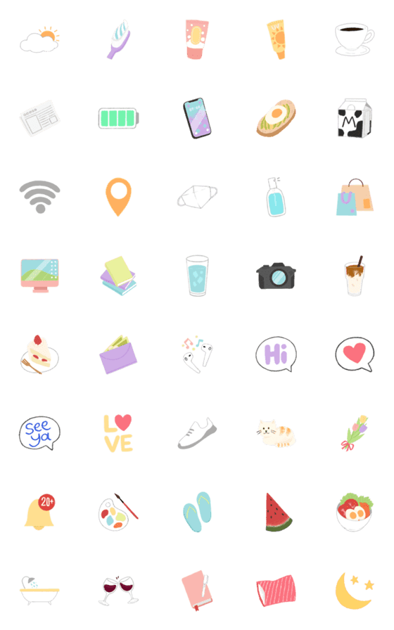 [LINE絵文字]Happy Daily Life Emojiの画像一覧