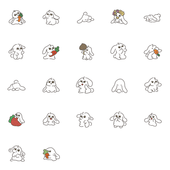 [LINE絵文字]little white rabbitの画像一覧