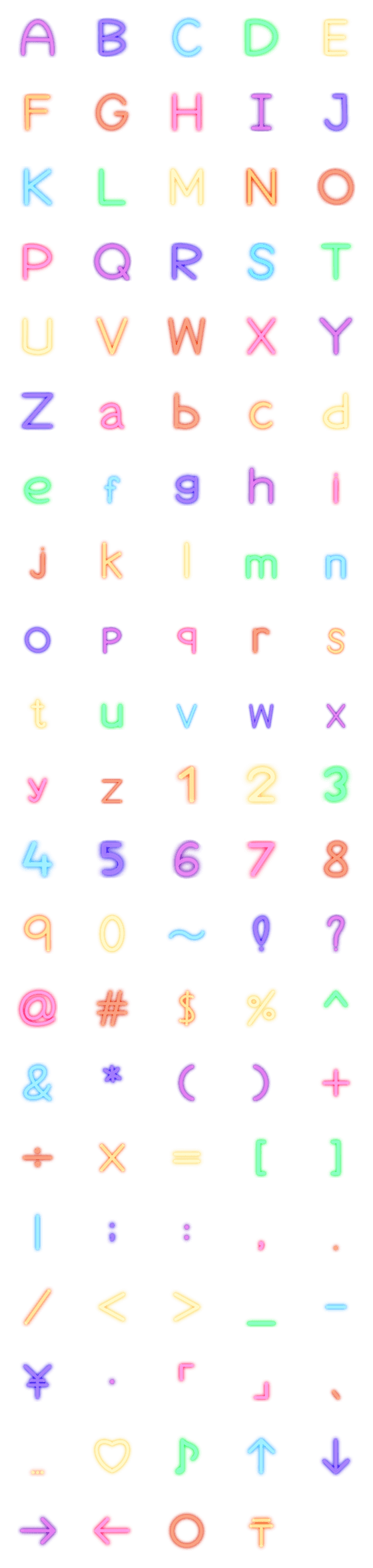 [LINE絵文字]Neon ABCの画像一覧