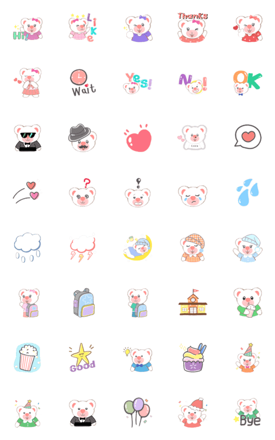 [LINE絵文字]polar bear say hi emojiの画像一覧