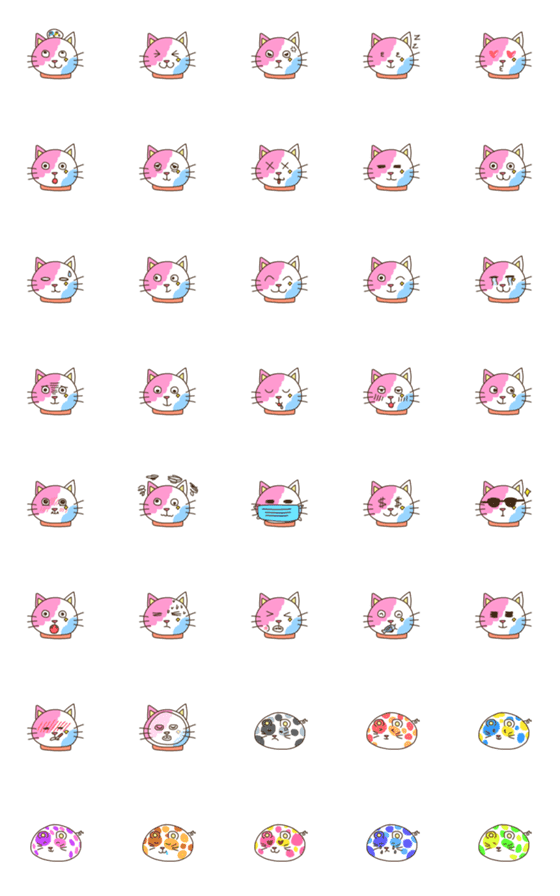 [LINE絵文字]Clown cat and mochi mouse stickerの画像一覧