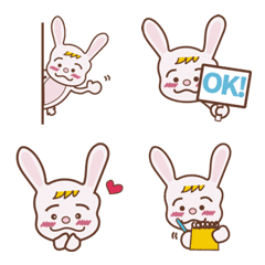 [LINE絵文字] Cute Pink Bunny Emojiの画像