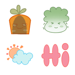 [LINE絵文字] Cute Emoji:Lettuce brother＆carrot sisterの画像