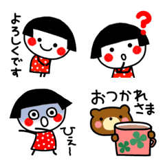 [LINE絵文字] ▶動く！あんこ（おかっぱver）絵文字の画像