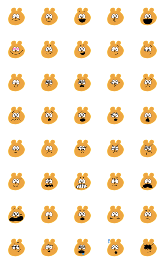 [LINE絵文字]【シンプル】表情豊かなくまの画像一覧