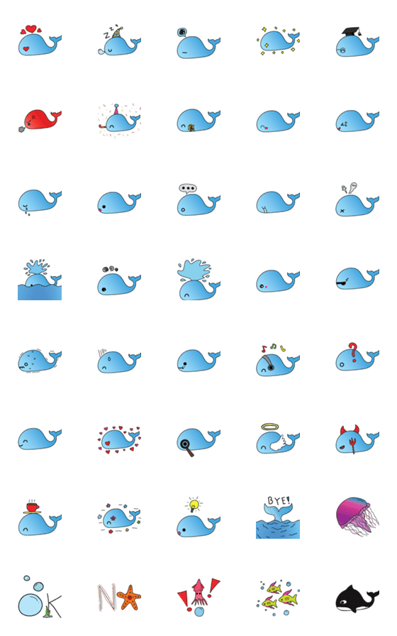 [LINE絵文字]Whale Water Emojiの画像一覧