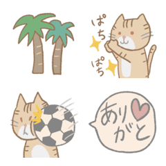 [LINE絵文字] 茶トラ猫とサッカー好き絵文字の画像