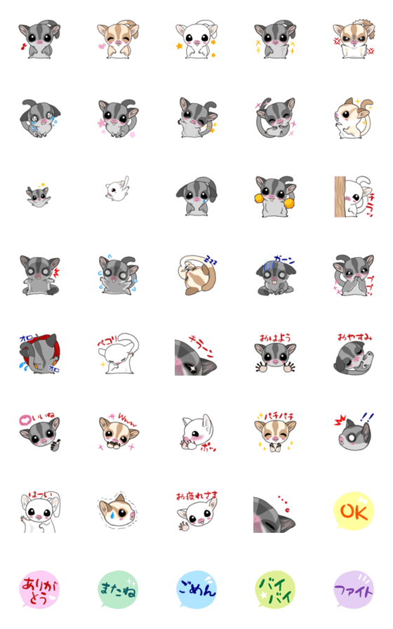 [LINE絵文字]sugarglider animation Emoji Vol.1の画像一覧