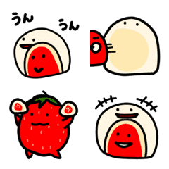 [LINE絵文字] 【動く】いちご大福（ミルク餡）の画像